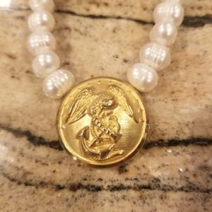 USMC pearl necklace with medallion